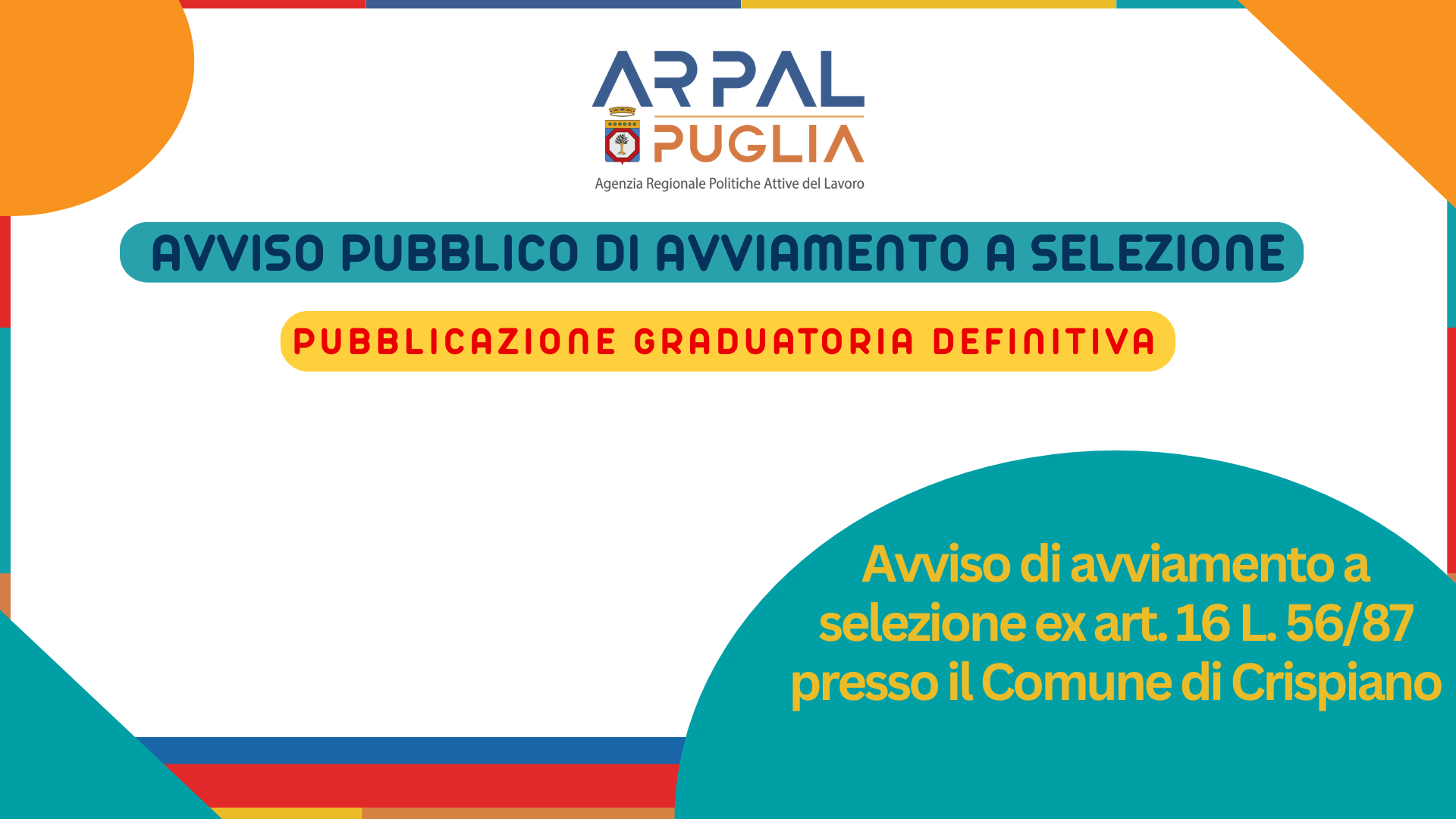 Art. 16 L. 56/1987 GRADUATORIE DEFINITIVE Comune di Crispiano (TA)